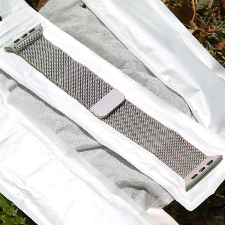 For Apple Watch Series 7 41mm / 6 & SE & 5 & 4 40mm / 3 & 2 & 1 38mm Color-changing Magnetic Nylon Watch Band(Dark Green) by bashfashion