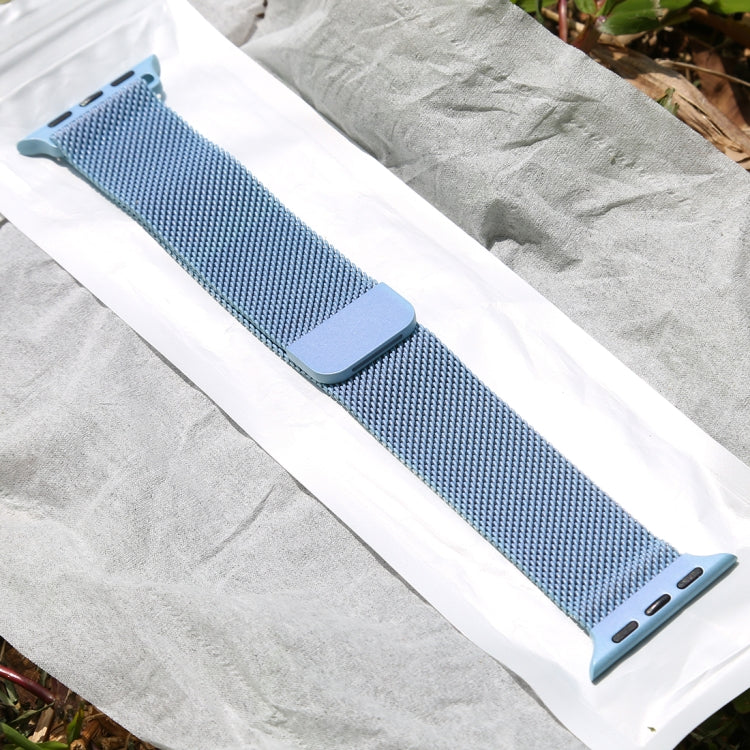 For Apple Watch Series 7 41mm / 6 & SE & 5 & 4 40mm / 3 & 2 & 1 38mm Color-changing Magnetic Nylon Watch Band (Baby Blue) by bashfashion