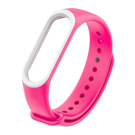 Colorful Silicone Watch Band for Xiaomi Mi Band 3 & 4 (Pink+White) by bashfashion