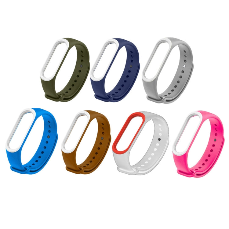 Colorful Silicone Watch Band for Xiaomi Mi Band 3 & 4 (Pink+White) by bashfashion