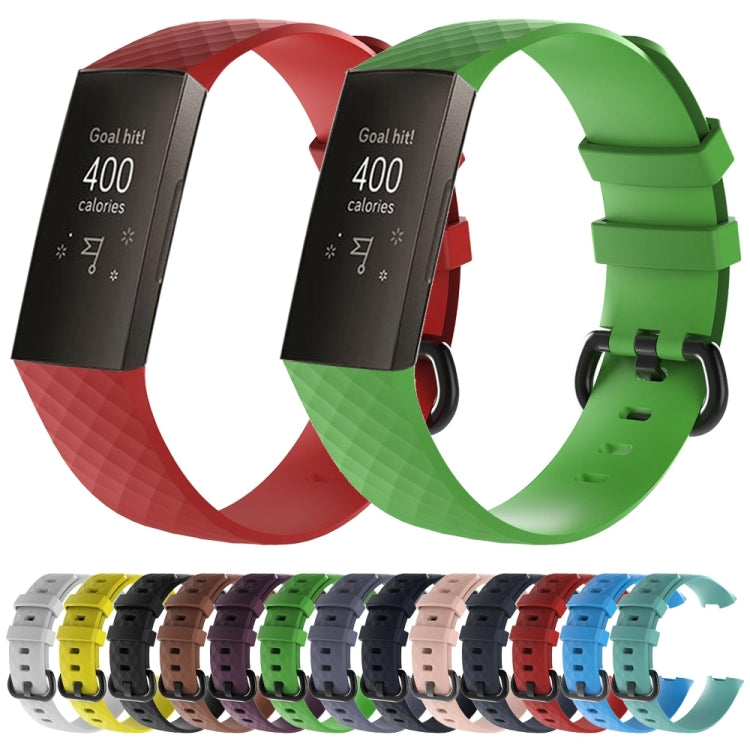 Diamond Pattern Silicone Watch Band for Fitbit Charge 3, Size: 210x18mm(Sky Blue) by bashfashion