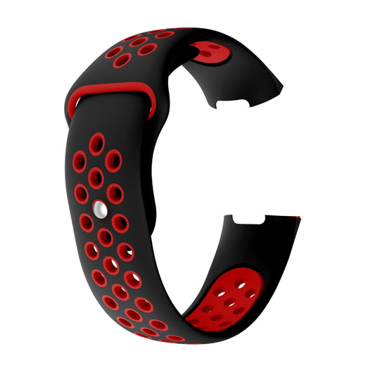 Two-color Round Hole Silicone Watch Band for Fitbit Charge 3, Watch Band Size:145-210mm(Red) by bashfashion