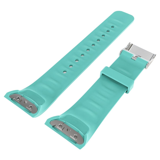 Solid Color Leather Watch Band for Galaxy Gear Fit2 R360 (Cyan) by bashfashion