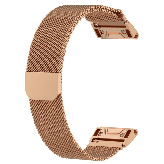 For Garmin Fenix 7X Milanese Watch Band (Rose Gold) by bashfashion
