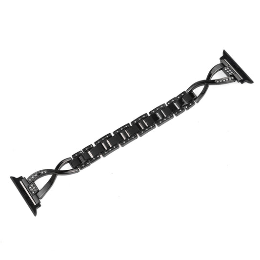 Colorful Diamond Stainless Steel Watch Band for Apple Watch Series 7 41mm / 6 & SE & 5 & 4 40mm / 3 & 2 & 1 38mm(Black) by bashfashion