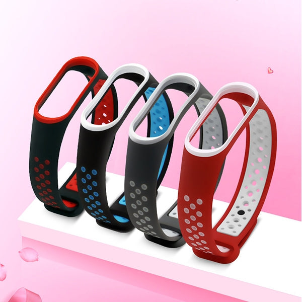 Colorful Silicone Wrist Strap Watch Band for Xiaomi Mi Band 3 & 4(Black Red) by bashfashion