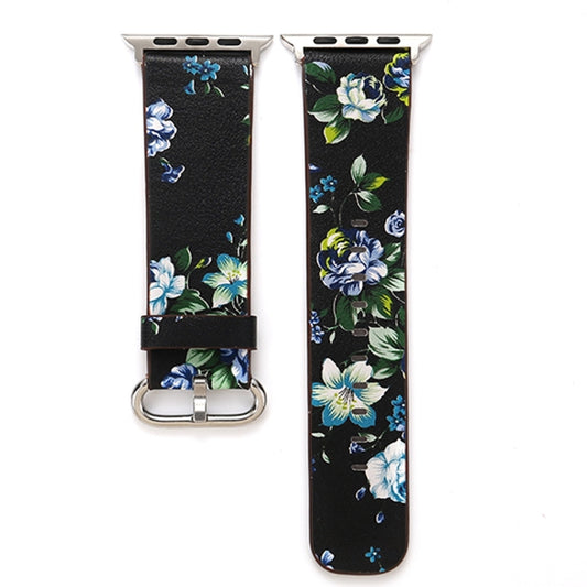 For Apple Watch Ultra 49mm&Watch Ultra 2 49mm / Series 10 46mm / 9&8&7 45mm / SE 3&SE 2&6&SE&5&4 44mm / 3&2&1 42mm Fashion Pastoralism Style Little Floral Pattern Women Watch Leather Watch Band by bashfashion