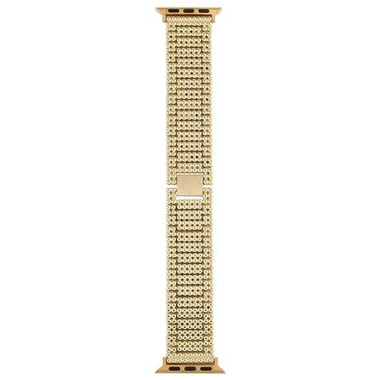 For Apple Watch Series 7 41mm / 6 & SE & 5 & 4 40mm / 3 & 2 & 1 38mm Nine Beads Stainless Steel Wrist Strap Watch Band (Gold) by bashfashion
