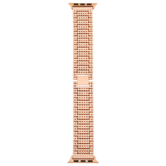 For Apple Watch Series 7 41mm / 6 & SE & 5 & 4 40mm / 3 & 2 & 1 38mm Nine Beads Stainless Steel Wrist Strap Watch Band (Rose Gold) by bashfashion