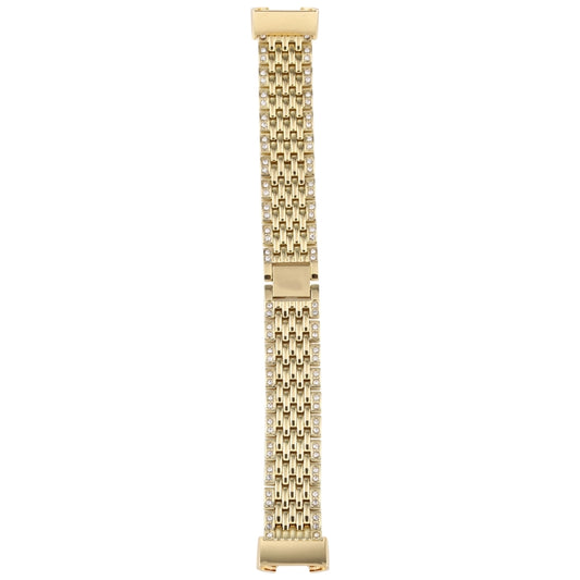 For Fitbit Charge 3 Diamond-studded Stainless Steel Watch Band(Gold) by bashfashion