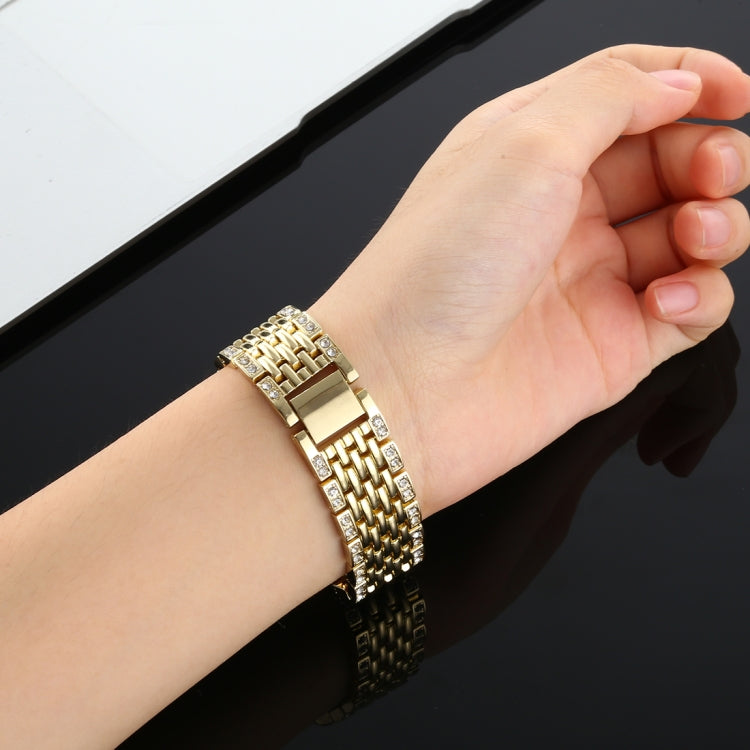 For Fitbit Charge 3 Diamond-studded Stainless Steel Watch Band(Gold) by bashfashion