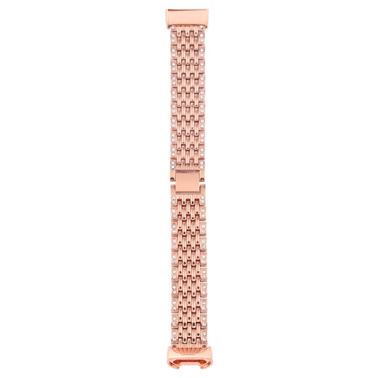 For Fitbit Charge 3 Diamond-studded Stainless Steel Watch Band(Rose Gold) by bashfashion