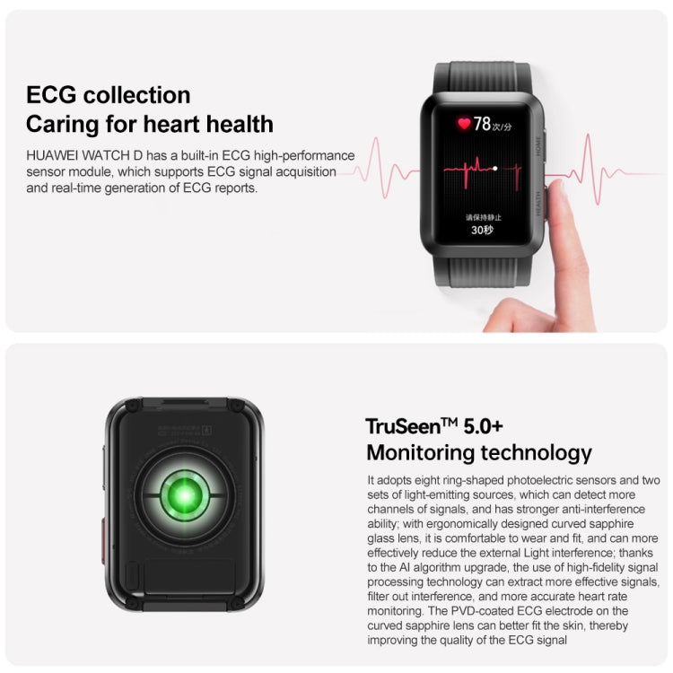 HUAWEI WATCH D Smart Healthy Watch, 1.64 inch AMOLED Screen, Support ECG / Blood Pressure Monitoring(Black) by Huawei