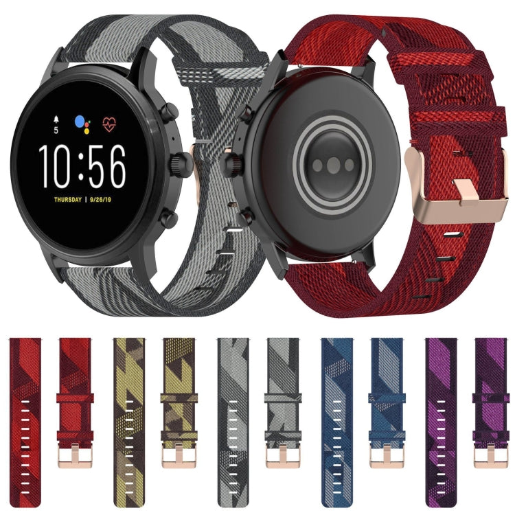 22mm Stripe Weave Nylon Wrist Strap Watch Band for Fossil Gen 5 Carlyle, Gen 5 Julianna, Gen 5 Garrett, Gen 5 Carlyle HR (Yellow) by bashfashion