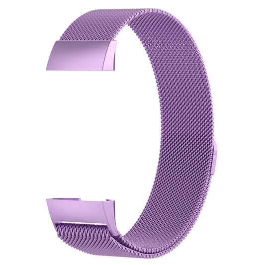 Stainless Steel Magnet Watch Band for FITBIT Charge 3, Size:Small, 187x18mm(Light Purple) by bashfashion