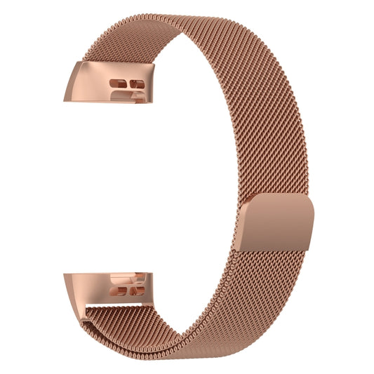 Stainless Steel Magnet Watch Band for FITBIT Charge 3, Size:Large, 217x18mm(Rose Gold) by bashfashion