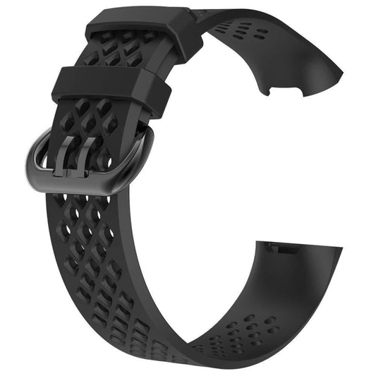 Square Hole Adjustable Sport Watch Band for FITBIT Charge 3(Black) by bashfashion