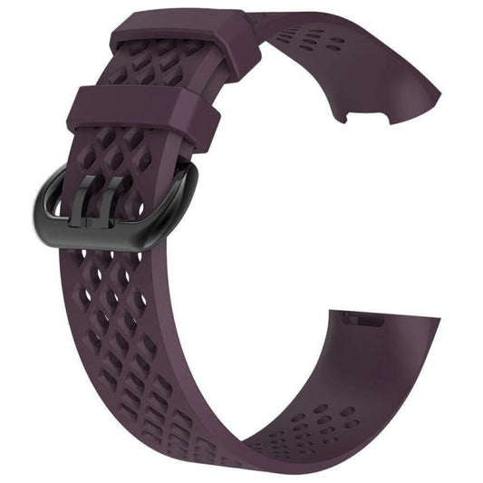 Square Hole Adjustable Sport Watch Band for FITBIT Charge 3(Dark Purple) by bashfashion