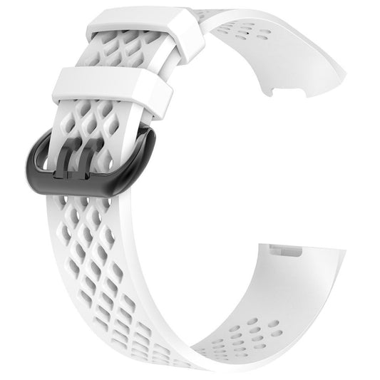 Square Hole Adjustable Sport Watch Band for FITBIT Charge 3(White) by bashfashion