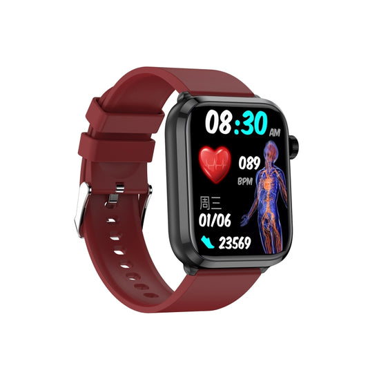 ET210 1.91 inch IPS Screen IP67 Waterproof Silicone Band Smart Watch, Support Body Temperature Monitoring / ECG (Red) by bashfashion