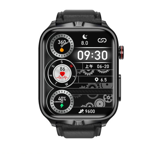 TK11P 1.83 inch IPS Screen IP68 Waterproof Leather Band Smart Watch, Support Stress Monitoring / ECG (Black) by bashfashion