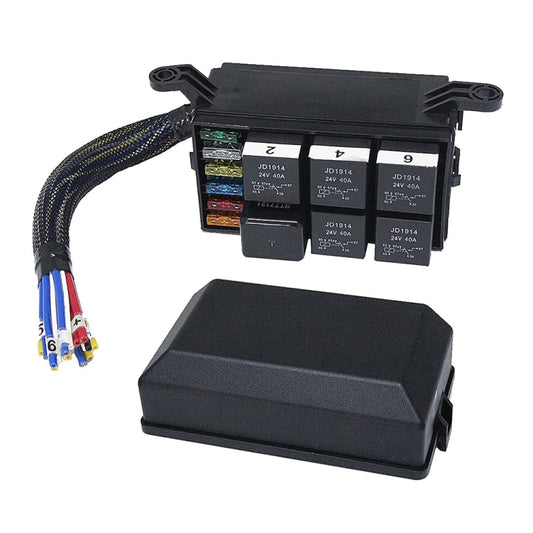 24V 5 Pin Car 6 Slots Waterproof Relay Fuse Box with Cable by bashfashion