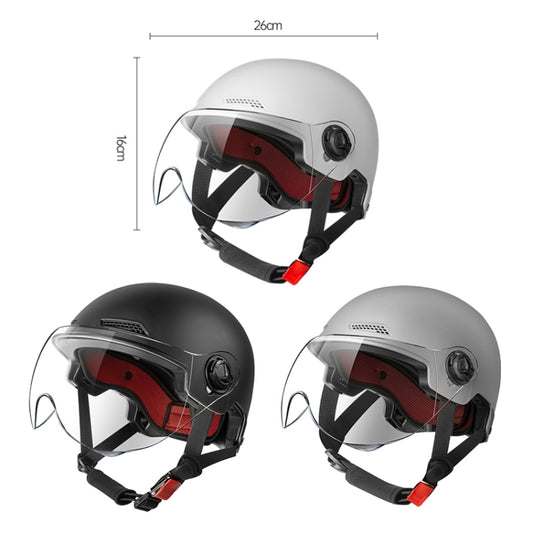 BY-1292 Unisex Motorcycle Frosted Protective Short Mirror Half Helmet (Black) by bashfashion