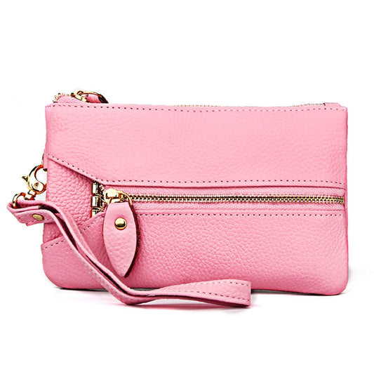 2001 Horizontal Square Litchi Texture Wallet Clutch Bag for Ladies, with Detachable Hand Strap & 6 Key Rings(Pink) by bashfashion