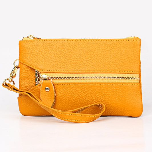 2001 Horizontal Square Litchi Texture Wallet Clutch Bag for Ladies, with Detachable Hand Strap & 6 Key Rings(Yellow) by bashfashion