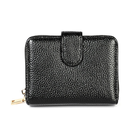 KB192 Buckle Zipper Cowhide Leather Organ Shape Multiple Card Slots Anti-magnetic RFID Wallet Clutch Bag for Men(Black) by bashfashion