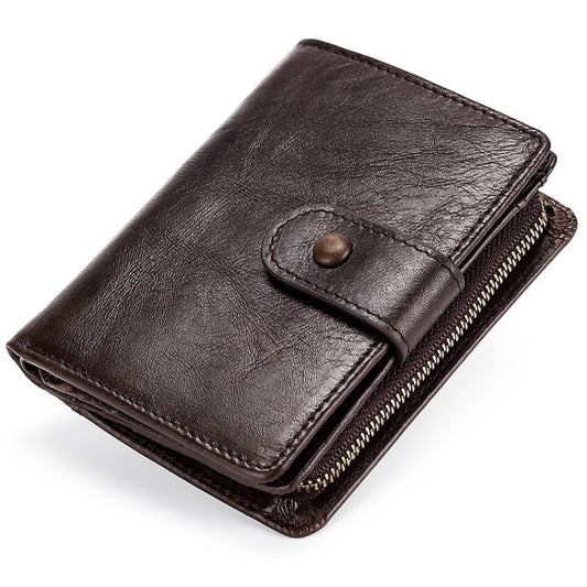 TP-201 Crazy Horse Leather Multi-functional Lather RFID Clasp Retro Wallet by bashfashion