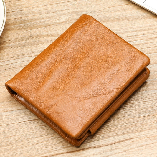 TP-191 Oil Wax Leather Multi-functional RFID Three-fold Wallet(Brown) by bashfashion