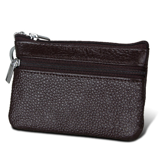 Cowhide Leather Zipper Solid Color Horizontal Card Holder Wallet RFID Blocking Coin Purse Card Bag Protect Case, Size: 11.4*7.4cm(Coffee) by bashfashion