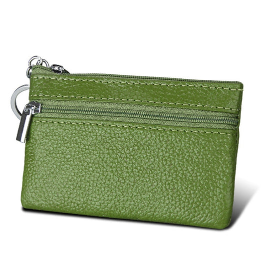 Cowhide Leather Zipper Solid Color Horizontal Card Holder Wallet RFID Blocking Coin Purse Card Bag Protect Case, Size: 11.4*7.4cm(Green) by bashfashion