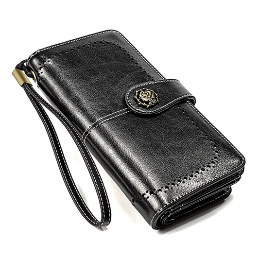 3556 Large Capacity Long Multi-function Anti-magnetic RFID Wallet Clutch for Ladies with Card Slots (Black) by bashfashion