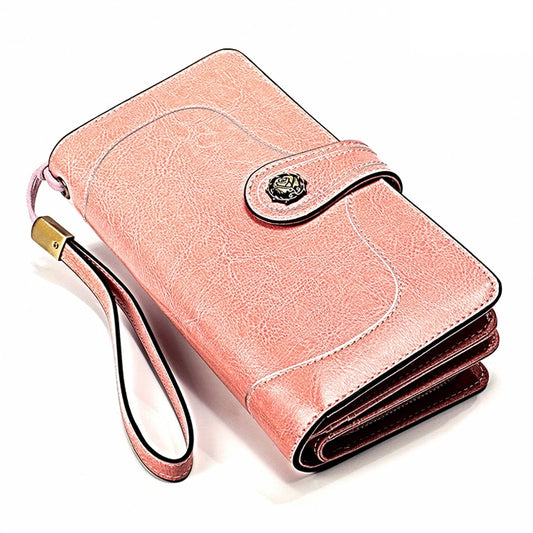 3555 Large Capacity Long Multi-function Anti-magnetic RFID Wallet Clutch for Ladies with Card Slots (Pink) by bashfashion