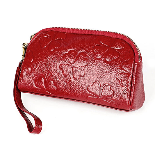 2026 Multifunctional Litchi Texture Women Large Capacity Hand Wallet Shell bag with Card Slots(Wine Red) by bashfashion