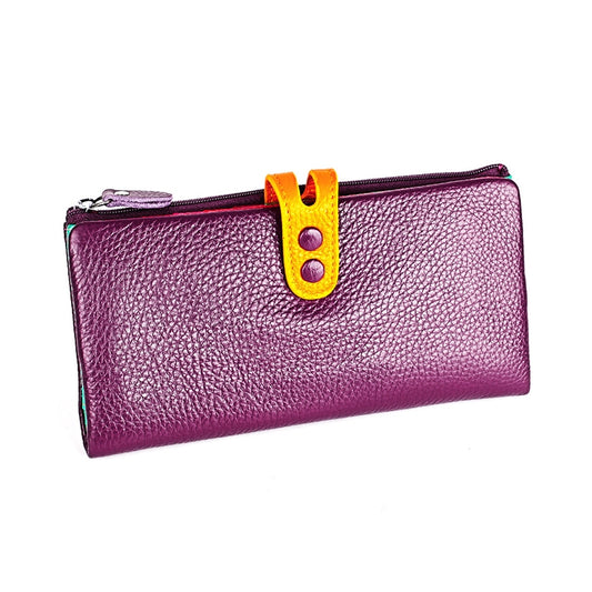 3572 Litchi Texture Leather Zipper Lady Wallet Large-capacity Purse(Purple) by bashfashion