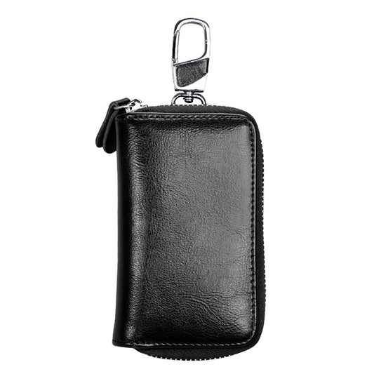 9101 Multi-function Waist Hanging Oil Wax Leather Zipper Wallet Keys Holder Bag(Black) by bashfashion