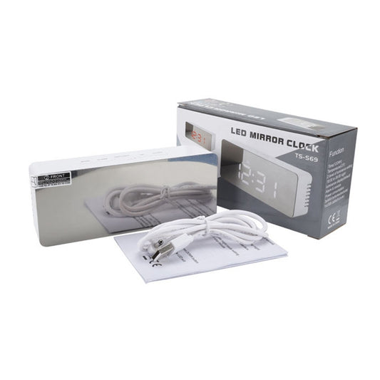 TS-S69-G Multifunctional LED Alarm Clock Battery / Plug-in Charging Dual-purpose Make-up Mirror Clock(Green) by bashfashion