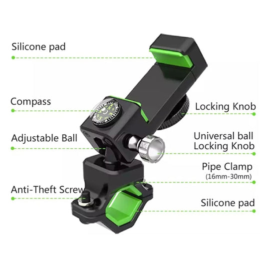 Bicycle / Motorcycle Anti-theft Anti-take Off Mobile Phone Holder without Light (Green) by bashfashion