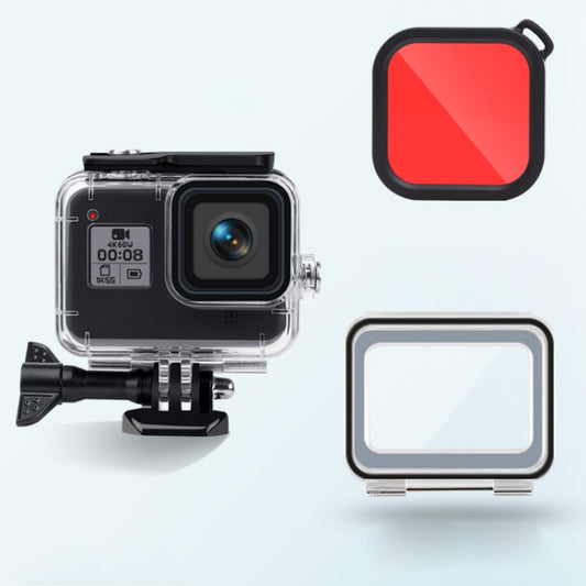 45m Waterproof Case + Touch Back Cover + Color Lens Filter for GoPro HERO8 Black (Red) by bashfashion