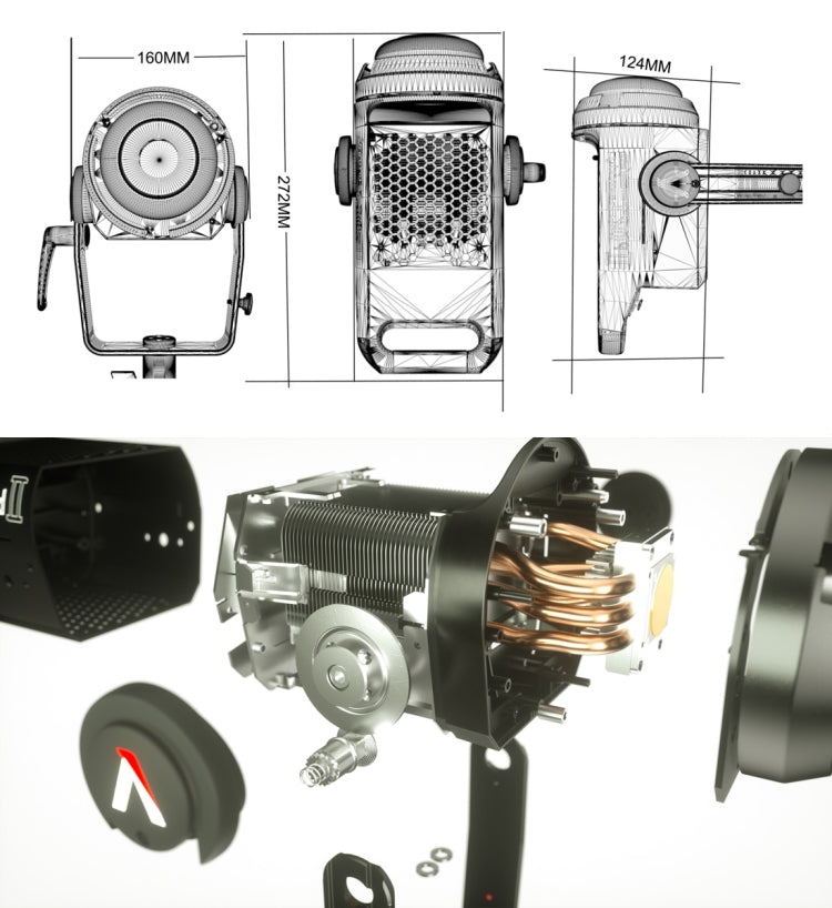 Aputure LS C120D II High Color Restoration CRI 96 Light Storm Natural White Light 5500K COB LED Studio Video Light with 2.4GHz Wireless Remote & Control Box (Black) by Aputure