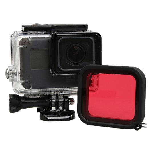 For GoPro HERO5 30m Waterproof PC & ABS Housing Protective Case + Camera Lens Red Quadrate Filter with Buckle Basic Mount & Long Screw & Anti-lost Hand Strap by bashfashion