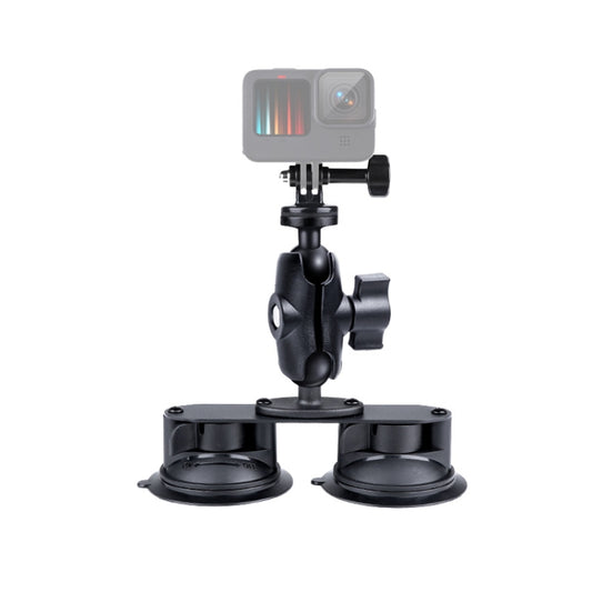 Dual Suction Cup Mount Holder with Tripod Adapter & Screw & Phone Clamp & Anti-lost Silicone Net for for GoPro, Insta360, DJI and Other Action Cameras, Smartphones(Black) by bashfashion