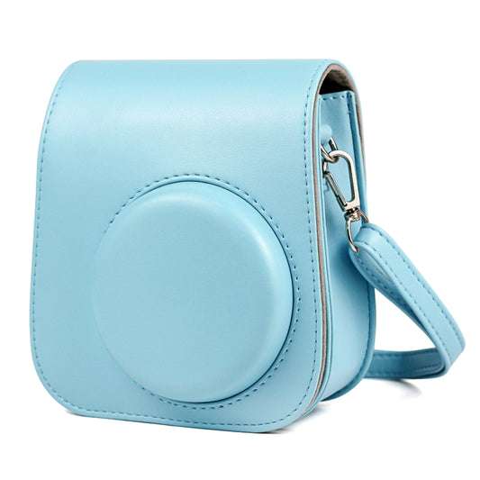 Solid Color Full Body Camera Leather Case Bag with Strap for FUJIFILM Instax mini 11 (Blue) by bashfashion