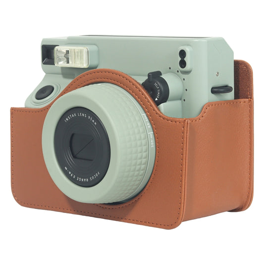 For FUJIFILM Instax WIDE 400 Full Body Leather Case Bag with Strap (Brown) by bashfashion