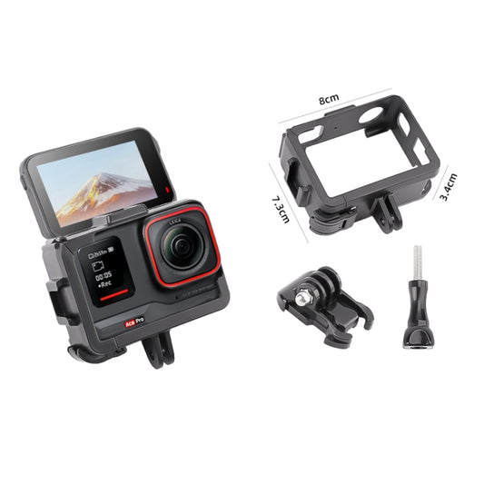 For Insta360 Ace / Ace Pro / Ace Pro 2 PC Cage Expansion Adapter Frame with Dual Cold Shoe Bases (Black) by bashfashion