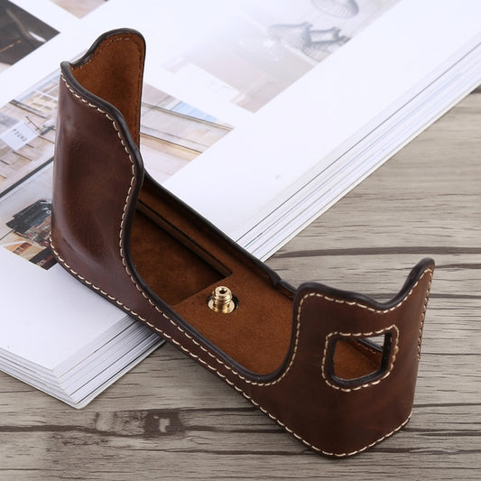 1/4 inch Thread PU Leather Camera Half Case Base for FUJIFILM X100F (Coffee) by bashfashion