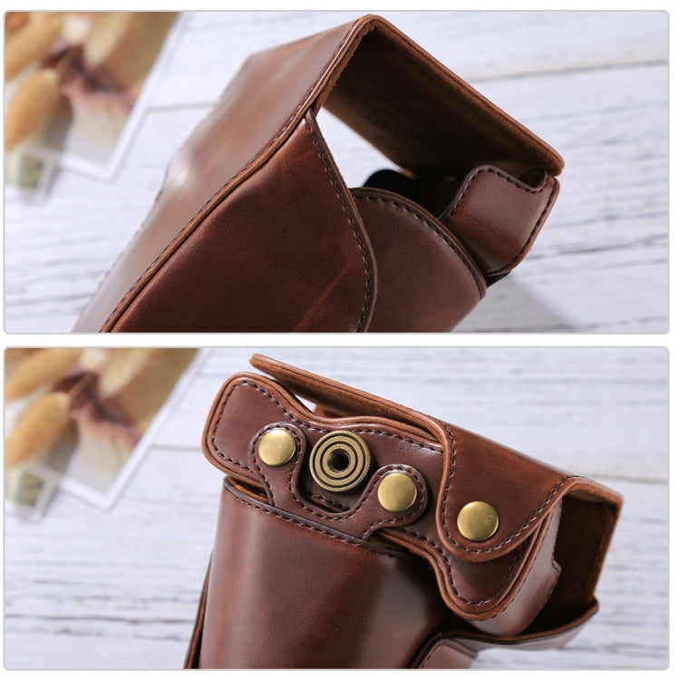 Full Body Camera PU Leather Case Bag with Strap for Canon EOS M6 (18-150mm Lens) (Coffee) by bashfashion